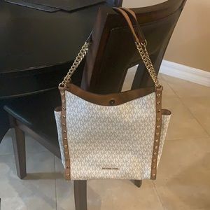 Michael Kors Vanilla monogrammed medium tote.